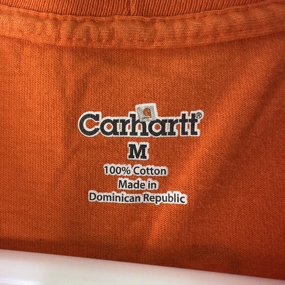Carhartt Shirt Mens Medium Orange Graphic Spell Out Logo Workwear Utility - Picture 5 of 7